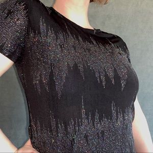 Black Sparkle Short Sleeve Blouse